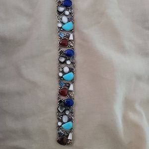 Multi gem sterling silver Braclet